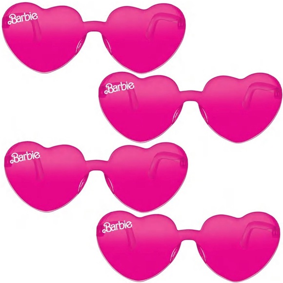 Barbie The Movie Retro Logo Rimless Pink Heart Glasses - Adult Size - Picture 2 of 4